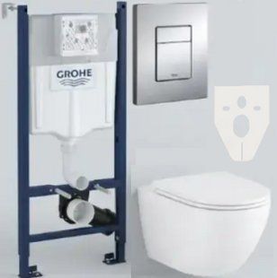 Комплект 5в1: Инсталляция Grohe Rapid +Безободковый Подвесной унитаз Venta Focus Торнадо+ клавиша хром KOER 2992858395 фото