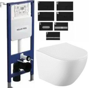 Комплект 5в1: Инсталляция Koller pool +Безободковый Подвесной унитаз Volle AMADEUS 2.0 Vortice + Чорная клавиша 3027453082 фото