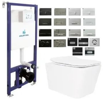 Комплект 5в1: Инсталляция Koller pool +Безободковый Подвесной унитаз Venta Flow Rimless + Клавиша CHROME MATT 2588952053 фото
