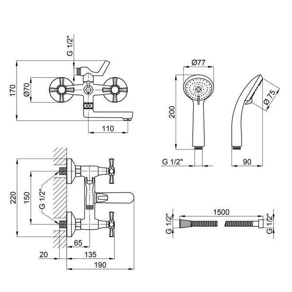 Змішувач для ванни Qtap Liberty CRM 140-2 SD00030510 фото