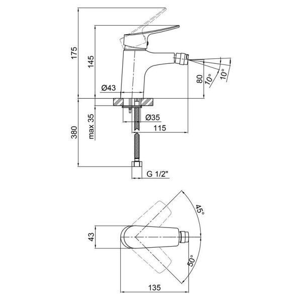 Змішувач для біде Qtap Loft CRM 001A SD00036242 фото