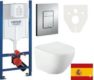 Комплект 5в1: Инсталляция Grohe Rapid + Безободковый Подвесной унитаз VOLLE AMADEUS Tornado + клавиша хром KOER 2992863665 фото