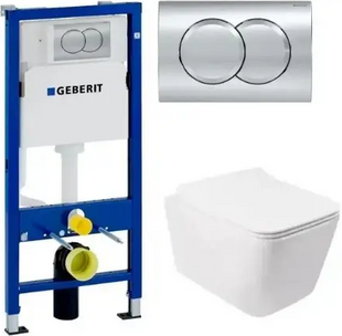 Комплект 5в1: Инсталляция Geberit DUOFIX PRO+Унитаз Venta Flow Rimless с сиденьем Slim Duroplast/ Soft-cl GEVE фото