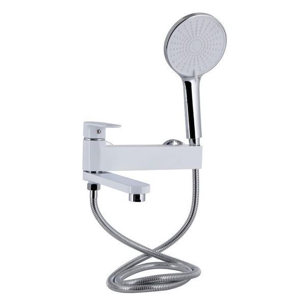 Смеситель для ванны Qtap Jay с поворотным изливом (с душевым гарнитуром) QTJAY260CRW45554 Chrome/White 2386489092 фото