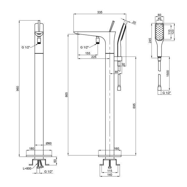 Смеситель для ванной Qtap Podlaha 19103VDC SD00042953 фото