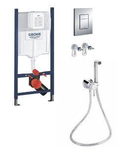 Инсталляционный модуль Rapid SL 3 in 1 Grohe + Набор для гигиенического душа Qtap Inspai-Varius округлый QTINS 2409656362 фото