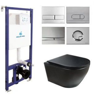 Комплект 5в1: Инсталляция Koller pool + Безободковый подвесной унитаз Newarc Modern + хром клавиша НА ВЫБОР DH N фото