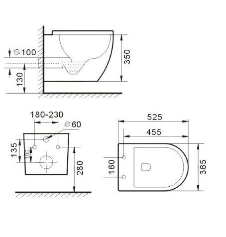 Комплект 5в1: Инсталляция Koller pool + Безободковый подвесной унитаз Newarc Modern + хром клавиша НА ВЫБОР DH N фото