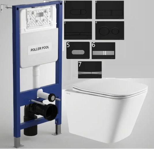 Комплект 5в1: Инсталляция Koller pool +Безободковый Подвесной унитаз Venta Retan Торнадо +Чорная Клавиша 2644998587 фото