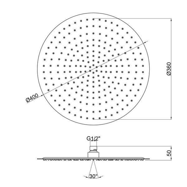 Лійка для верхнього душу Lidz (CRM) 51 10 103 40, &Oslash;40 см SD00043623 фото