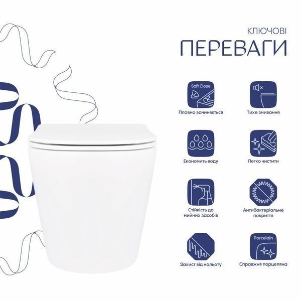 Унитаз подвесной Qtap Scorpio безободочный Ultra Quiet с сиденьем Soft-close QT1433053EUQW SD00050898 фото