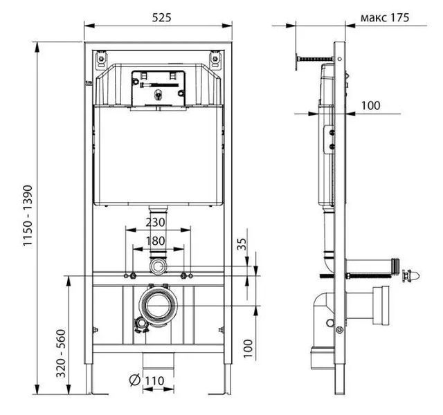 Комплект 5в1: Инсталляция Koller pool + Безободковый подвесной унитаз Newarc Modern + хром клавиша НА ВЫБОР DH N фото