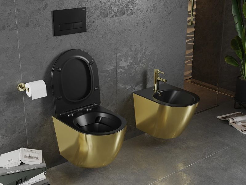 Подвесной унитаз MEXEN LENA GOLD BLACK MATT * 2523700195 фото