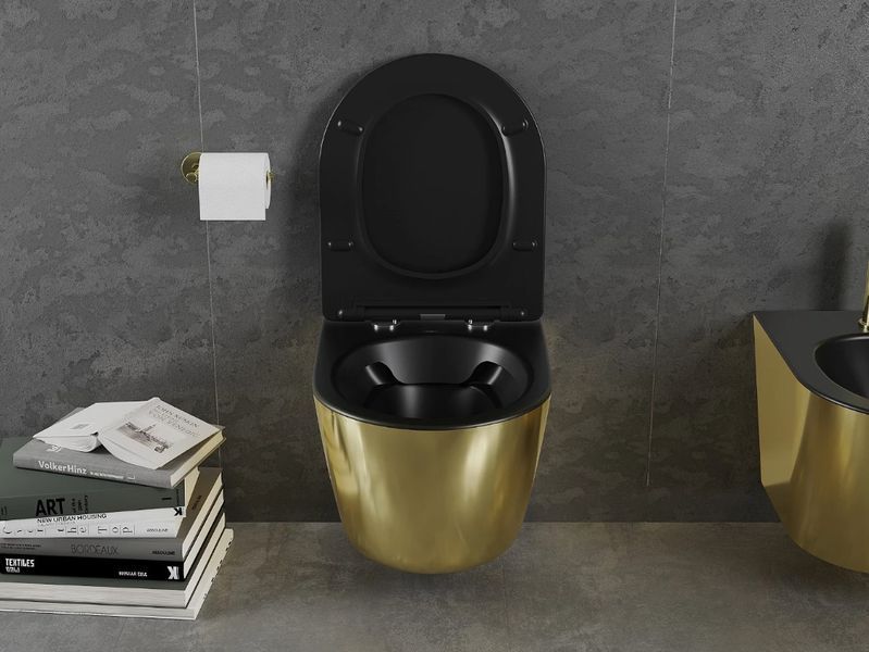 Подвесной унитаз MEXEN LENA GOLD BLACK MATT * 2523700195 фото