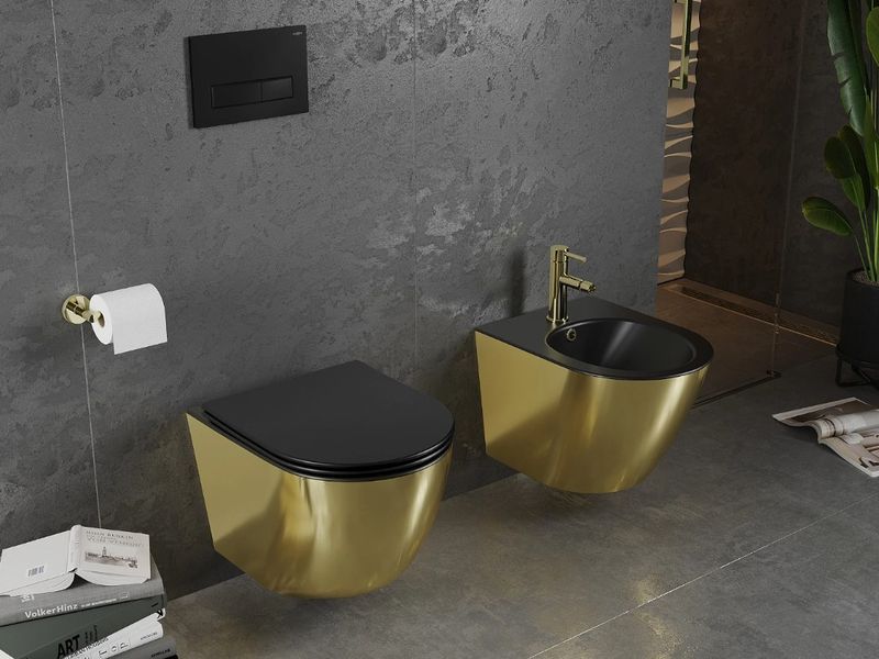 Подвесной унитаз MEXEN LENA GOLD BLACK MATT * 2523700195 фото