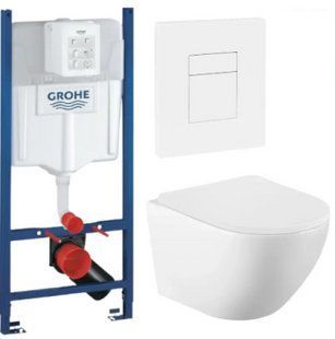 Комплект 5в1: Инсталляция Grohe Rapid + Безободковый Подвесной унитаз Volle AMADEUS 2.0 Vortice + клавиша белая KOER 3027479326 фото