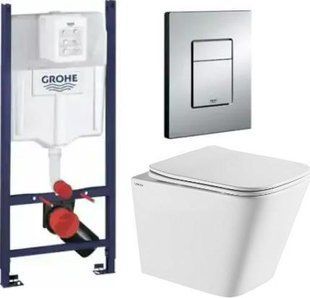 Комплект 5в1: Инсталляция Grohe Rapid + Безободковый Подвесной унитаз Venta Retan Торнадо + клавиша хром 2645010927 фото