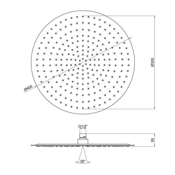 Лейка для верхнего душа Qtap Hlavova S400O1ZCC SD00042064 фото