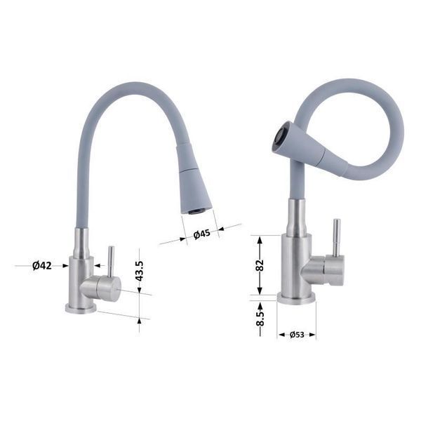 Змішувач для кухні Lidz Aria 015F31 з гнучким виливом (k35) LDARI015F31GNK31871 Grey / Nickel 2333998873 фото