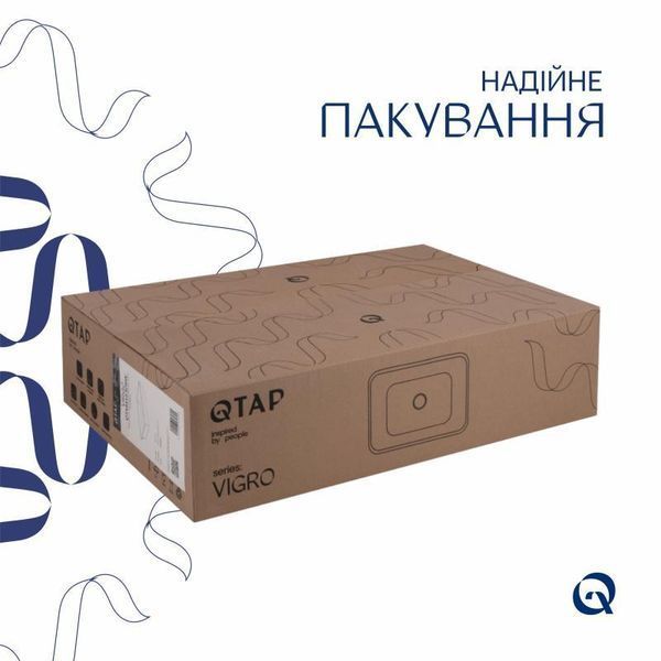 Раковина накладна Qtap Virgo N прямокутна без донного клапана WHITE QT18116308W 2425525659 фото