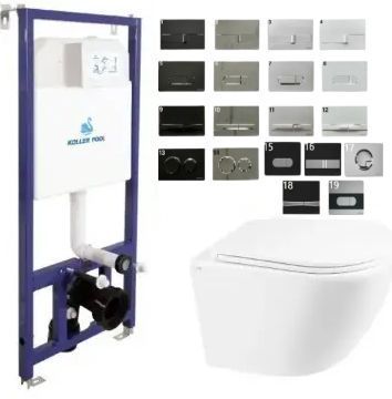Комплект 5в1: инсталляция Koller pool + безободковый унитаз с крышкой soft close + клавиша на выбор 2524457503 фото