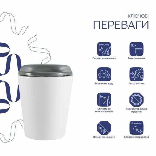 Унітаз підлоговий Qtap Freedom інклюзивний безбачковий Rimless безобідковий з сидінням Soft-close WHITE 2359814582 фото