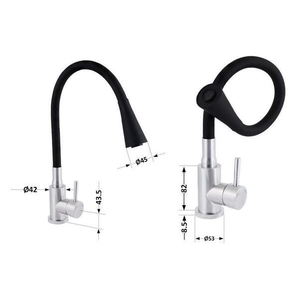 Змішувач для кухні Lidz Aria 015F31 з гнучким виливом (k35) LDARI015F31BNK31872 Black / Nickel 2333998874 фото