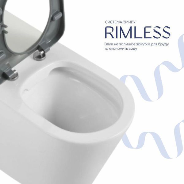 Унітаз підлоговий Qtap Freedom інклюзивний безбачковий Rimless безобідковий з сидінням Soft-close WHITE 2359814582 фото