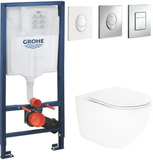 Комплект 5в1: Інсталяція Grohe Rapid +Безободковий Підвісний унітаз Focus Торнадо+ клавіша на вибір G F1 фото
