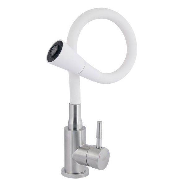 Змішувач для кухні Lidz Aria 015F31 з гнучким виливом (k35) LDARI015F31WNK36981 White / Nickel 2333998875 фото