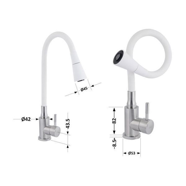 Змішувач для кухні Lidz Aria 015F31 з гнучким виливом (k35) LDARI015F31WNK36981 White / Nickel 2333998875 фото