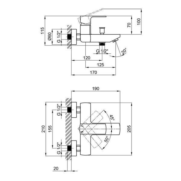 Смеситель для ванной Qtap Lipno 3023101DG SD00044012 фото