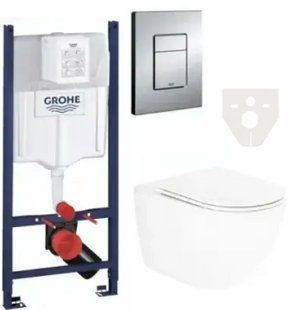 Комплект 5в1: Инсталляция Grohe Rapid +Безободковый Подвесной унитаз Urban Rimless + клавиша хром KOER 2992889046 фото