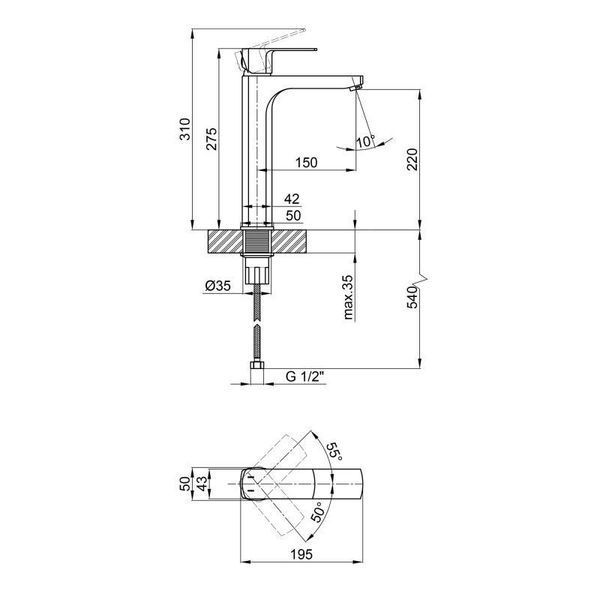 Смеситель для раковины Qtap Lipno 1023H101C SD00042253 фото