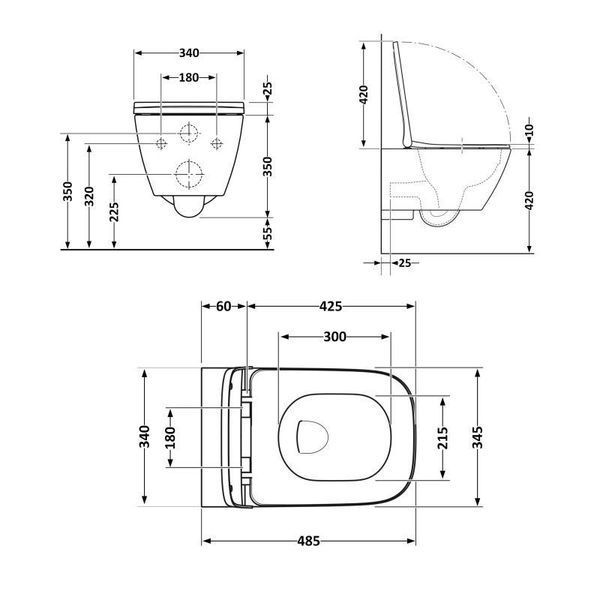 Унітаз підвісний Qtap Crow безобідковий з сідінням Soft-close QT05335171W SD00051248 фото