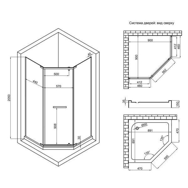 Душевая кабина Lidz Dozorca SC90x90.BLA.LOW.TR, стекло прозрачное 6 мм SD00045614 фото