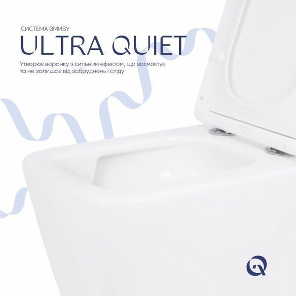 Унітаз підвісний Qtap Crow безобідковий з сідінням Soft-close QT05335171W SD00051248 фото