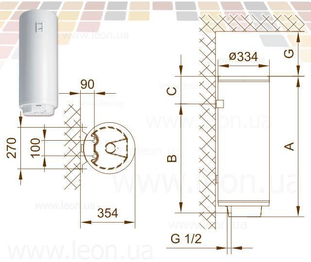 Водонагреватель TGR 50 SNG V9 SUPER SLIM 1 х 2,0 кВт 50 л 915 x 334 x 354 мм GORENJE 481700 фото
