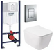 Комплект 5в1: Инсталляция Grohe Rapid + Безободковый Подвесной унитаз Venta Flow Rimless + клавиша хром GVF фото 1