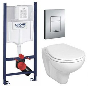 Комплект 5в1: Инсталляция Grohe Rapid +Подвесной унитаз Kolo idol с микролифтом+ клавиша хром GV I2 фото