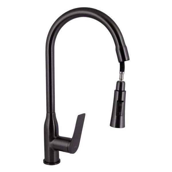 Змішувач для кухні Qtap Vlasta New з висувним виливом QTVLA344GMB45647 Gunmetal Black PVD 2361068475 фото