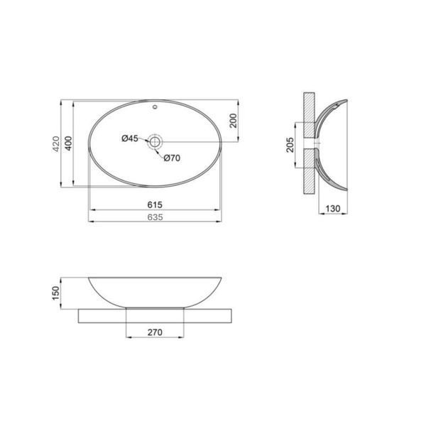Раковина-чаша Qtap Dove 625х415х150 White QT06113077WN 2302881083 фото