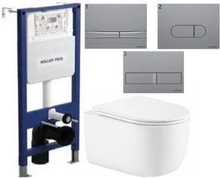 Комплект 5в1: Инсталляция Koller pool +Безободковый Подвесной унитаз Taurus Ultra Quiet +Клавиша на выбор 2913210923 фото