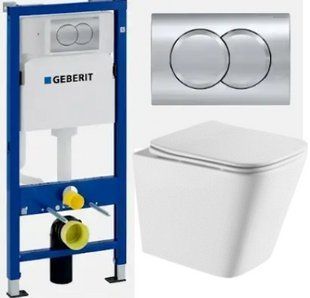 Комплект 5в1: инсталляция Geberit DUOFIX PRO+Унитаз KUBIK с сиденьем Slim Duroplast/ Soft-cl 3027940660 фото