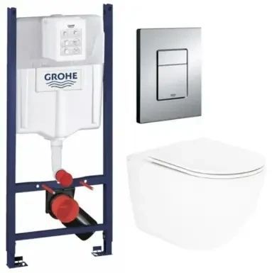 Комплект 5в1: Инсталляция Grohe Rapid +Безободковый Подвесной унитаз Robin+ клавиша хром GV RN фото