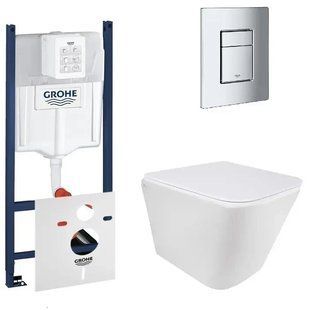 Комплект 5в1: Инсталляция Grohe Rapid +Безободковый Подвесной унитаз Tern+ клавиша хром GV TS фото