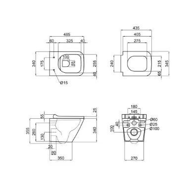 Комплект 5в1: Инсталляция Grohe Rapid +Безободковый Подвесной унитаз Tern+ клавиша хром GV TS фото