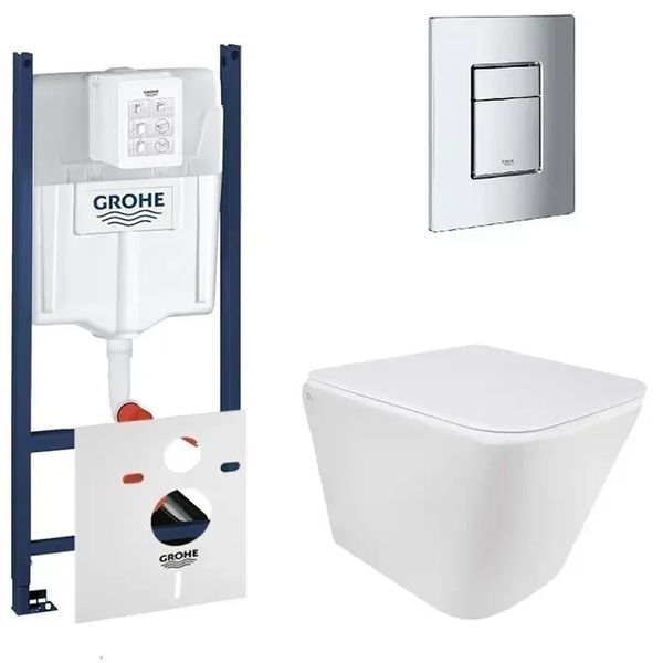 Комплект 5в1: Инсталляция Grohe Rapid +Безободковый Подвесной унитаз Tern+ клавиша хром GV TS фото
