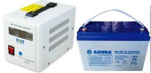 Ибридный ИБП/инвертор Volt Polska SINUS PRO 800 E 12/230V 500/800W+Акум ARUNA GEL 100-12 2794181395 фото