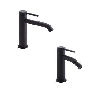 Комплект для умивальника+біде Qtap Robin Matt Black: Змішувач для раковини QTROB1060M102B + Змішувач для біде 2595352206 фото